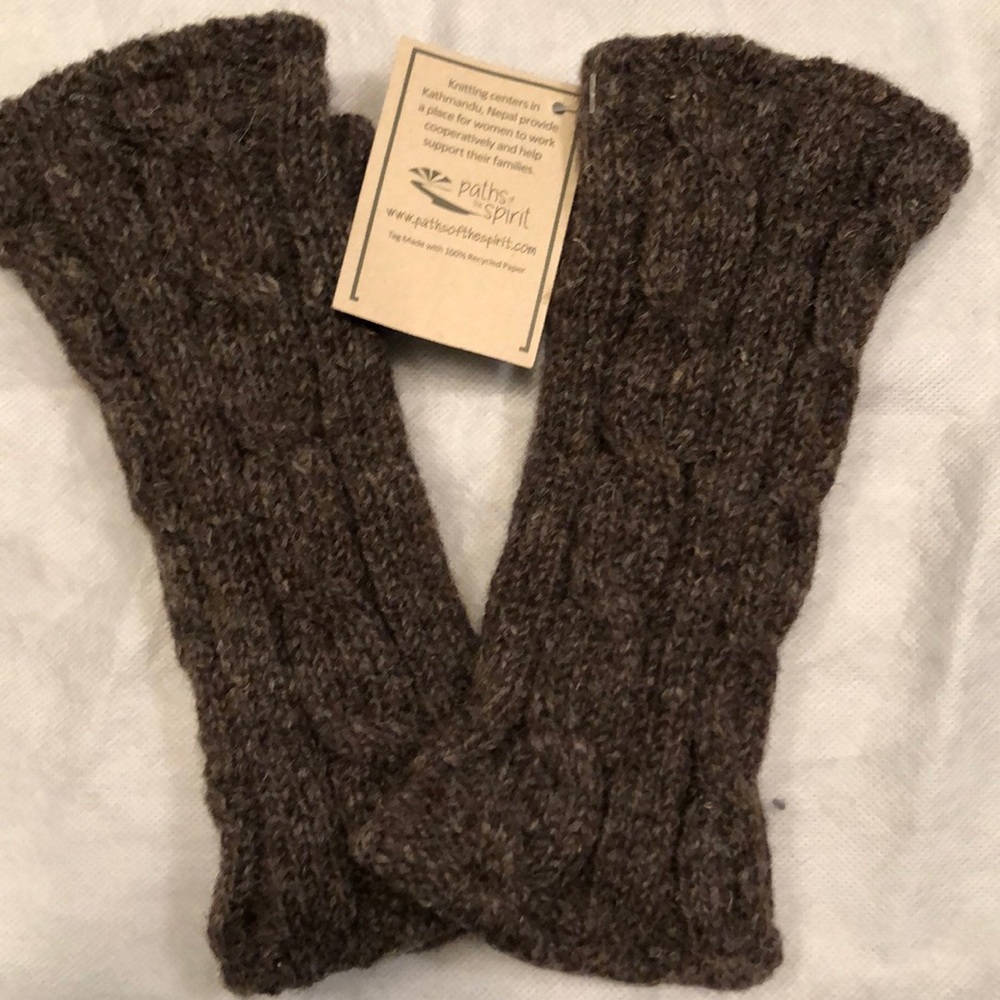 NWT brown fleece lined fingerless gloves - Picture 3 of 8